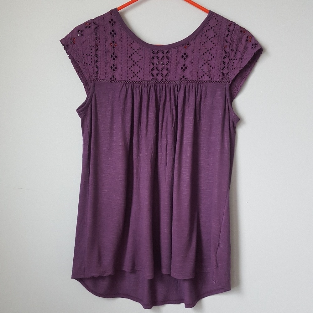 Plum Eyelet Top
